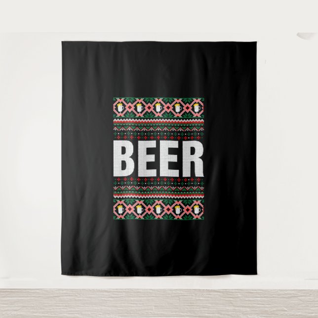 Beer Ugly Christmas Sweater Tapestry (Front)