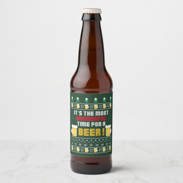 Beer Ugly Holiday Sweater Bottle Label (Front)