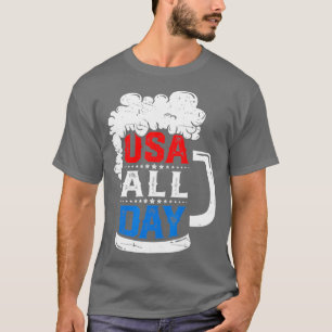 Beer USA All Day 4th Of July Men American Flag T-Shirt