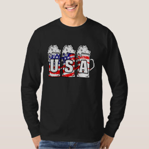 Beer Usa American Flag Patriotic  4th Of July Meri T-Shirt
