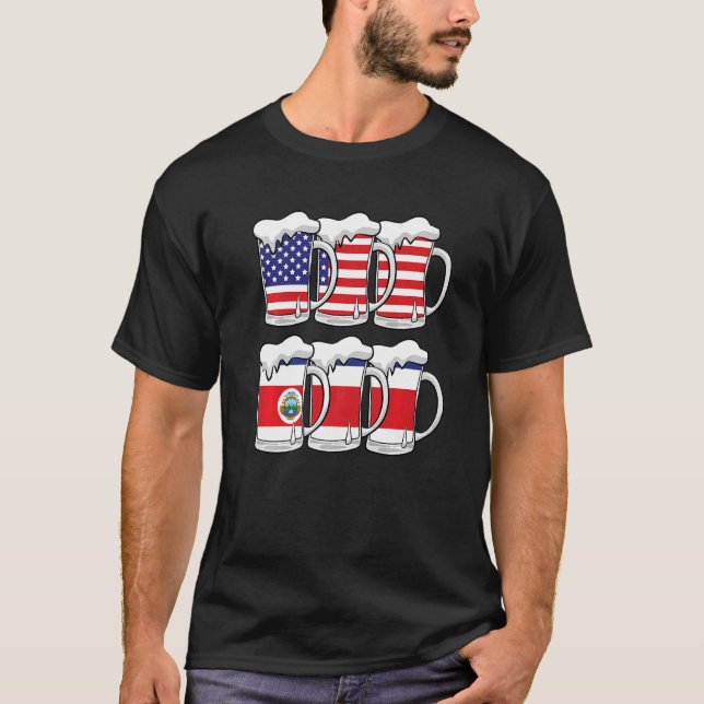 Beer Usa Costa Rica Usa Costa Rica Flag T-Shirt (Front)