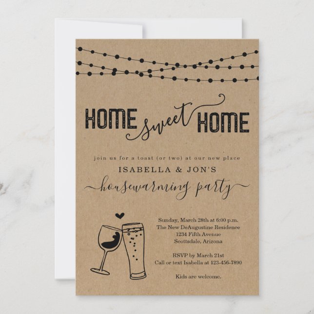 Beer & Wine Home Sweet Home Funny Housewarming Invitation (Front)