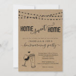 Beer & Wine Home Sweet Home Funny Housewarming Invitation<br><div class="desc">Home Sweet Home.  Hand-drawn wine and beer artwork on a wonderfully rustic kraft background for your humourous Housewarming Invitation.</div>