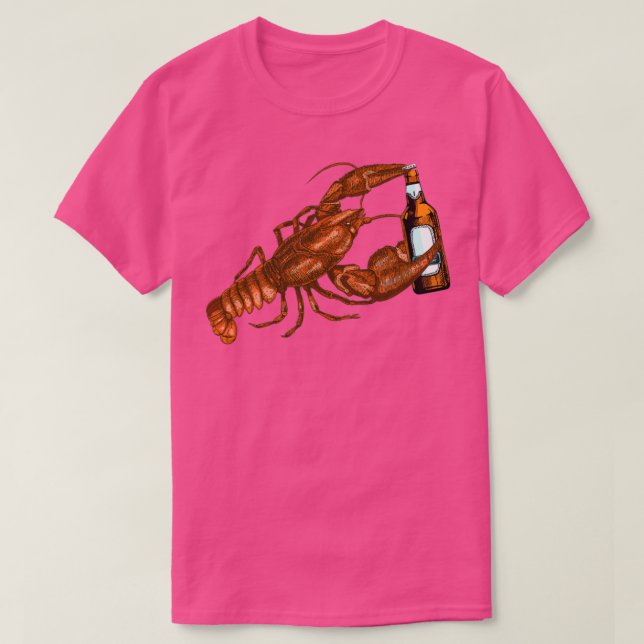 Beer With Lobster Drinking T T-Shirt (Design Front)