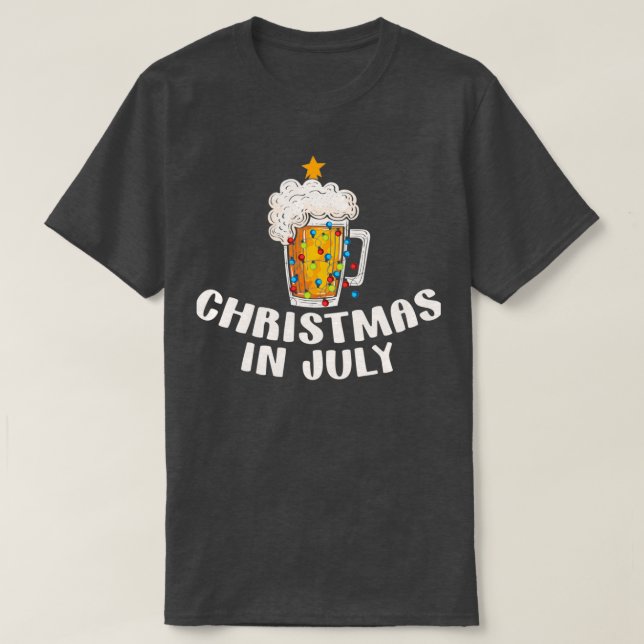 Beer Xmas Tree Summer Christmas In July T-Shirt (Design Front)