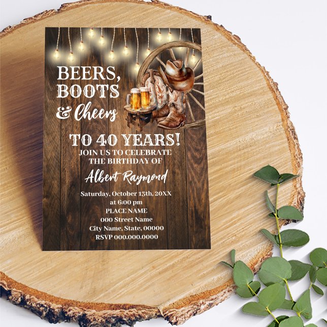 Beers Boots & Cheers Western Country Birthday Invitation (Creator Uploaded)