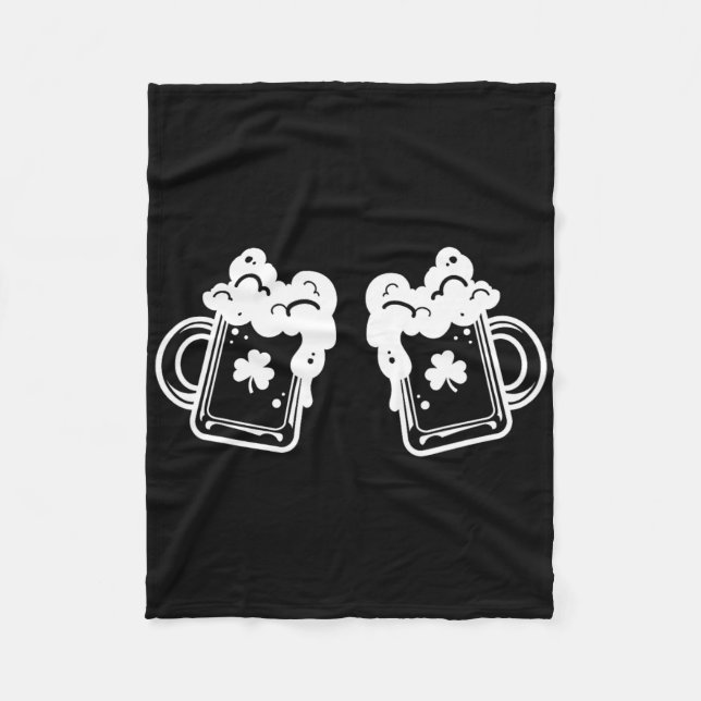 Beers Breast Drinking Lover St Patricks Irish Clov Fleece Blanket (Front)