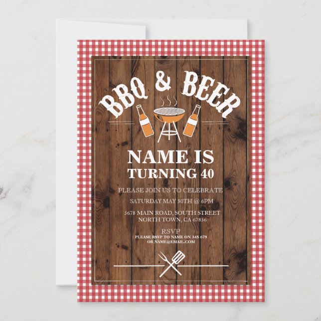 Beers & Cheers BBQ Birthday Party ANY AGE Invite (Front)