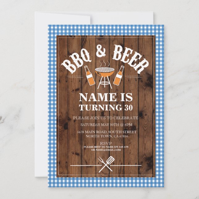 Beers & Cheers BBQ Birthday Party ANY AGE Invite (Front)