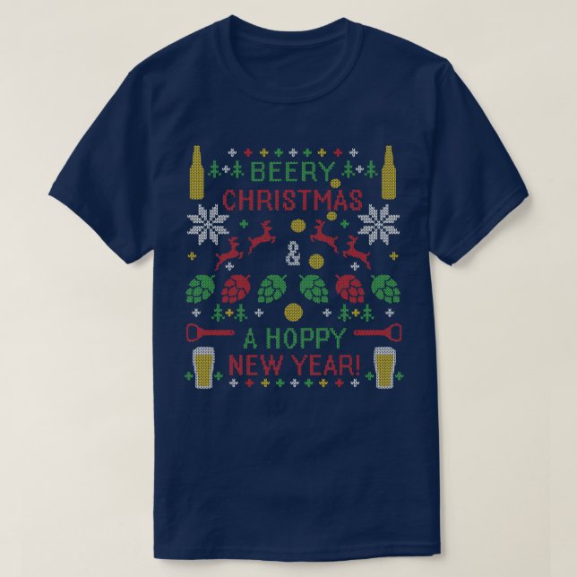 Beery Christmas Hoppy New Year Ugly Sweater Digita (Design Front)