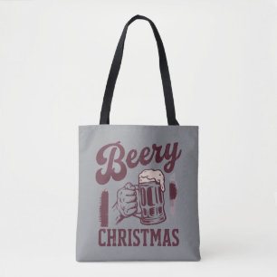 Beery Christmas Vintage Festive Party Guys Beer Tote Bag