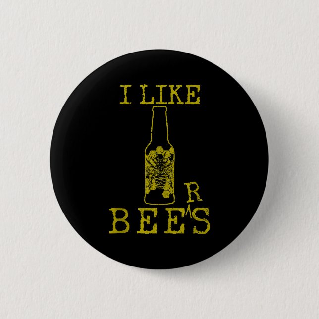 Bees &amp; Beer - Funny Quote Beekeeng Beekeeper G 6 Cm Round Badge (Front)