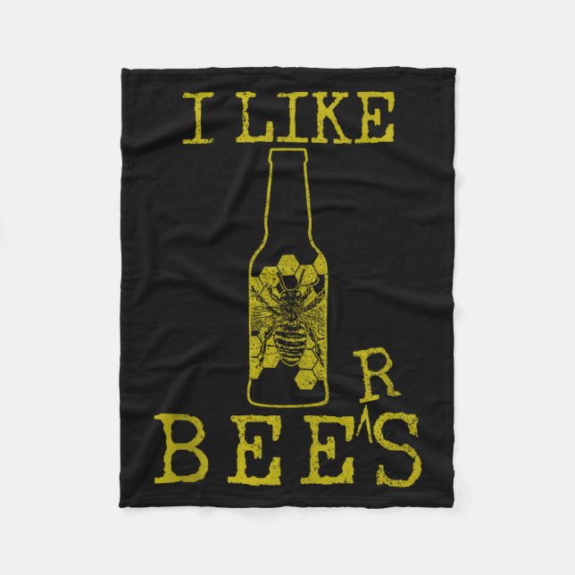 Bees &amp; Beer - Funny Quote Beekeeng Beekeeper G Fleece Blanket (Front)