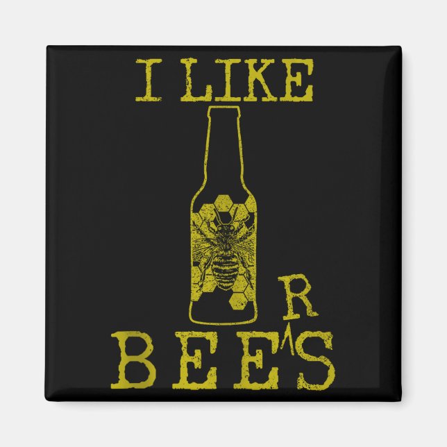 Bees &amp; Beer - Funny Quote Beekeeng Beekeeper G Magnet (Front)