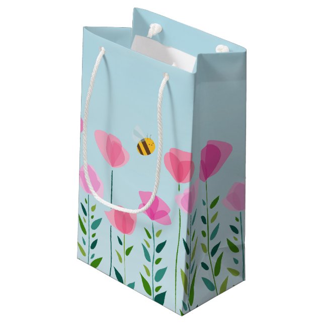 Bees and Blossoms Small Gift Bag (Back Angled)