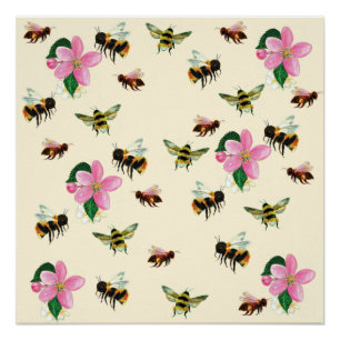 Bees and bumblebees & fruit blossoms  poster