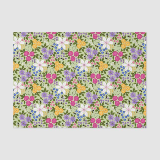 Bees and Buttercups Floral Tissue Paper (Front)