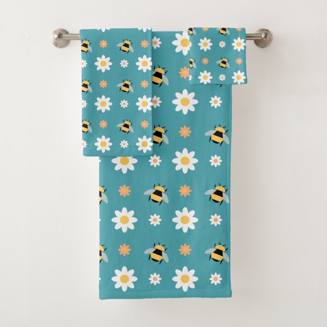 Bees and Daisies Bath Towel Set (Insitu)