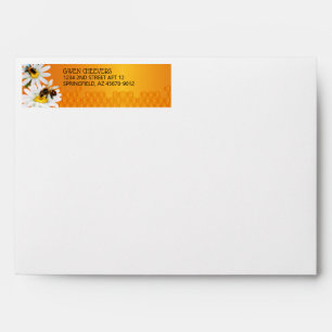 Bees and Daisy Flower Return Address Envelope