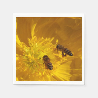 Bees and flower paper napkins