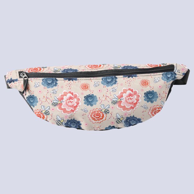 Bees and Flowers Watercolor Bum Bags (Bees and flowers watercolor blush pink fanny pack)