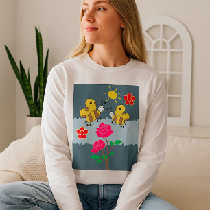 Bees And Flowers Womens Long-Sleeve T-Shirt