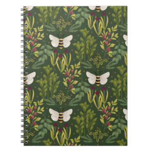 Bees and Foliage Spiral Notebook
