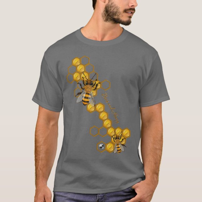Bees and Honey with bees and honeycomb T-Shirt (Front)