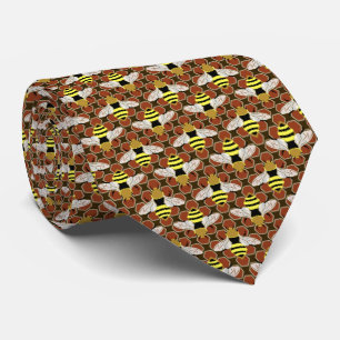 Bees and Honeycomb Pattern Tie