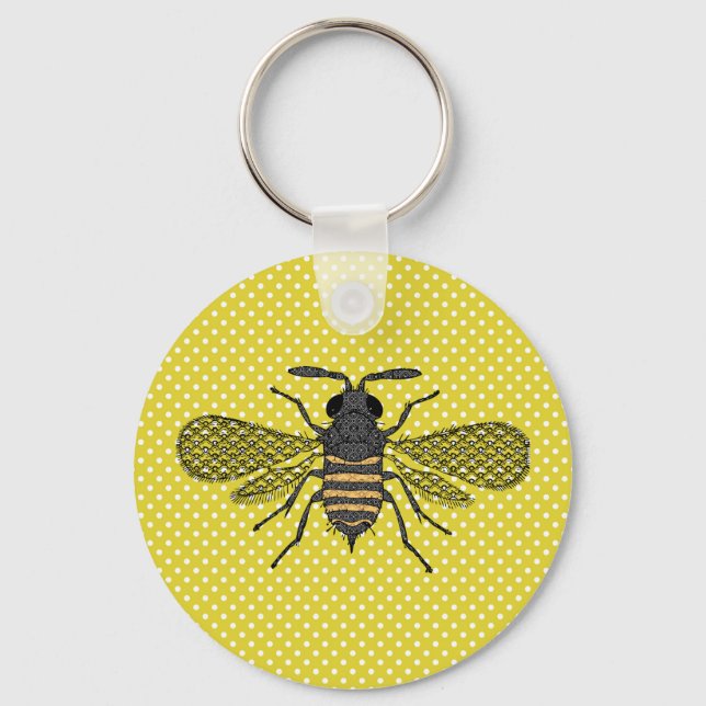 BEES and Honeycomb - Save The Bees Key Ring (Front)