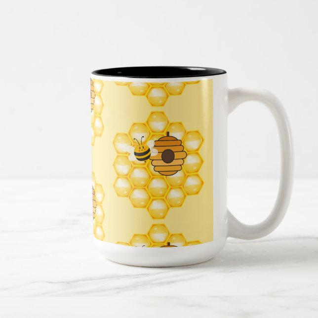 Bees and Honeycomb Two-Tone Coffee Mug (Right)