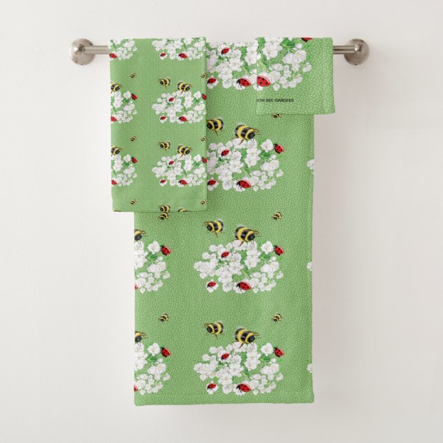 BEES and LadyBugs - Art by LeahG Save The Bees Bath Towel Set (Insitu)