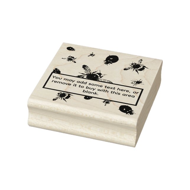 Bees and Ladybugs Black Area Rubber Stamp (Stamp)