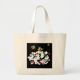BEES and Ladybugs nature art Large Tote Bag