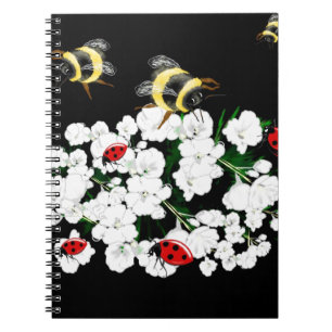 BEES and Ladybugs nature art Spiral Notebook