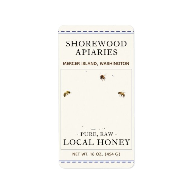 Bees and Lavender Mini Honey Label (Front)