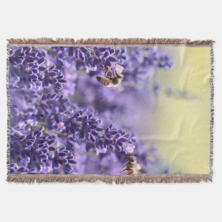 Bees and Lavender Throw Blanket