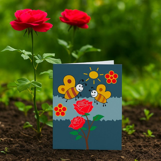 Bees and Roses Floral Garden Card (Creator Uploaded)