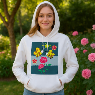 Bees and Roses Floral Garden Hoodie