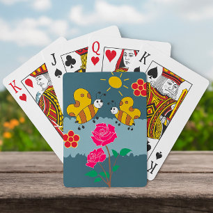 Bees and Roses Floral Garden Playing Cards