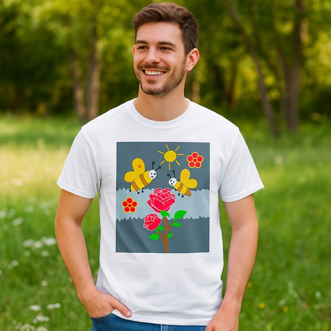 Bees and Roses Floral Garden T-Shirt (Creator Uploaded)