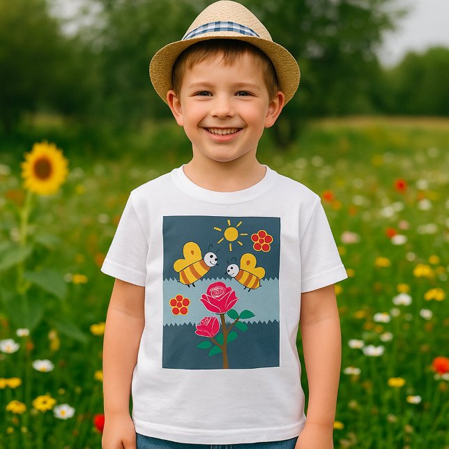 Bees and Roses Floral Garden T-Shirt (Creator Uploaded)