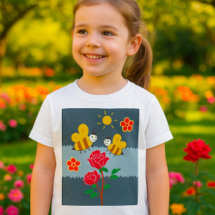 Bees and Roses Floral Garden T-Shirt