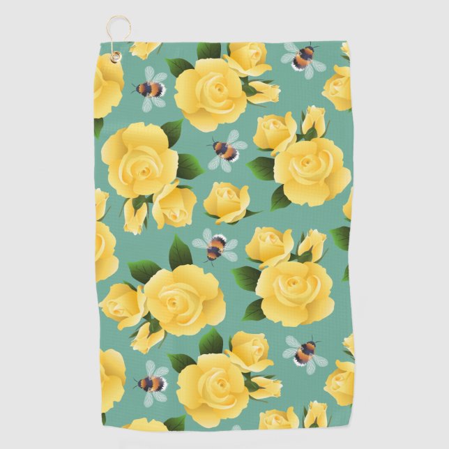 Bees And Roses Golf Towel (Front)