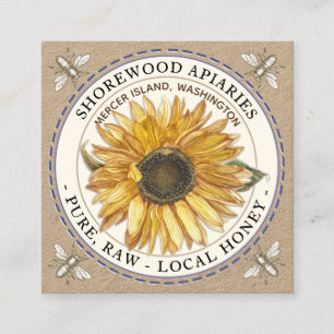 Bees and Sunflower Honey Kraft Business Card
