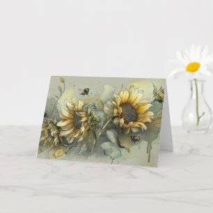 Bees and Sunflowers Greeting Card