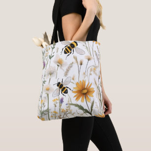 Bees And Wildflowers,  Tote Bag