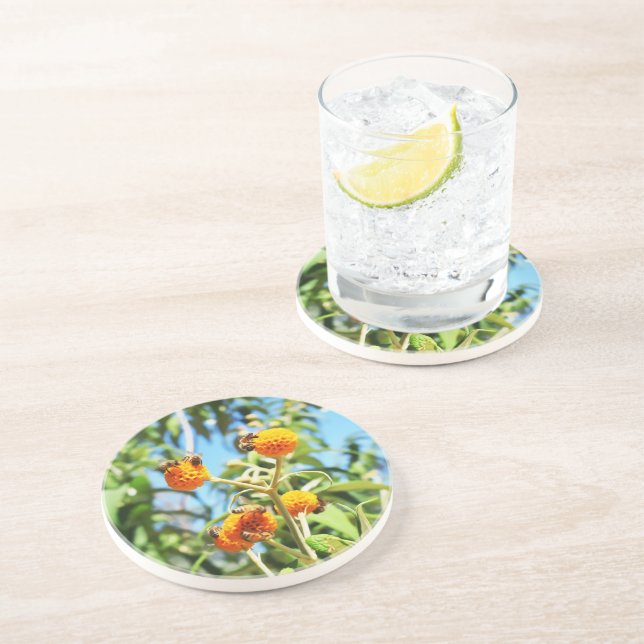 Bees at Work Sandstone Coaster (Side)