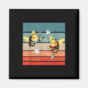 Bees Badminton Dynamic Cartoonish Artwork Funny Pl Magnet