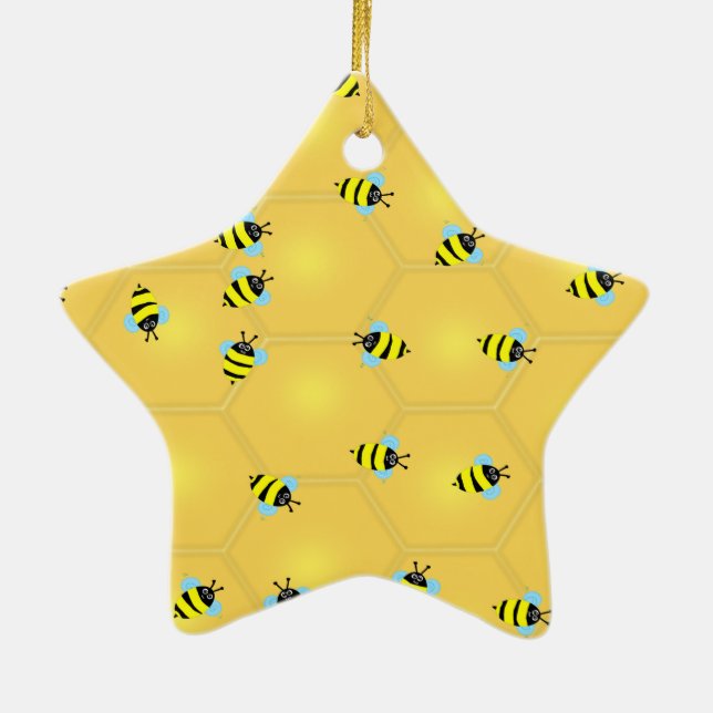 Bees Buzzing Ceramic Tree Decoration (Back)